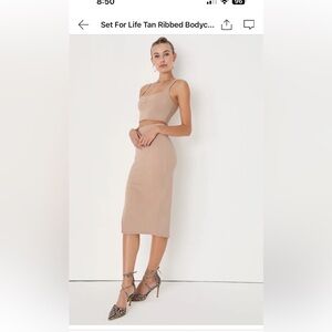 Elegant Tan Midi Skirt